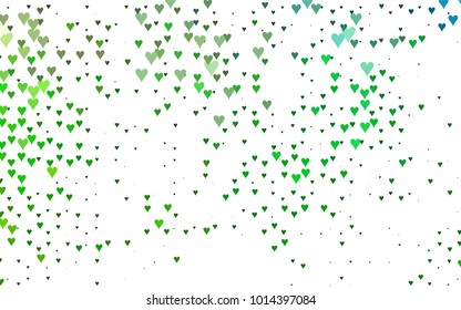 Dark Green vector hearts isolated on white background. Cool pattern in origami style with gradient for Valentine day. Graphic illustration for your business design.