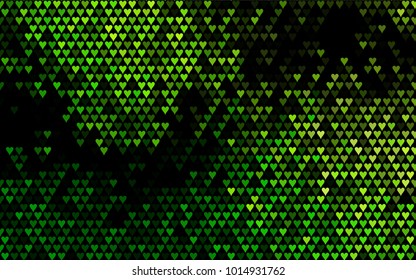 Dark Green vector hearts isolated on white background. Cool pattern in origami style with gradient for Valentine day. Graphic illustration for your business design.