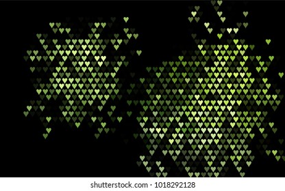 Dark Green vector hearts isolated on white background. Cool pattern in origami style with gradient for Valentine day. Graphic illustration for your business design.