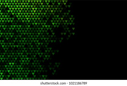 Dark Green vector hearts isolated on white background. Cool pattern in origami style with gradient for Valentine day. Graphic illustration for your business design.