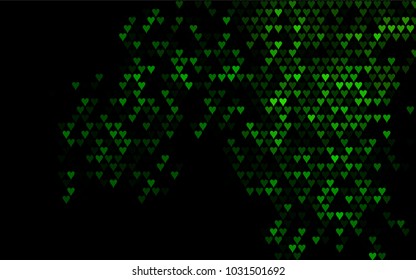 Dark Green vector hearts isolated on white background. Cool pattern in origami style with gradient for Valentine day. Graphic illustration for your business design.