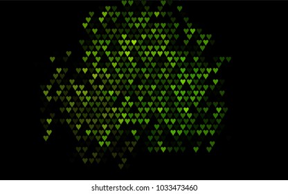 Dark Green vector hearts isolated on white background. Cool pattern in origami style with gradient for Valentine day. Graphic illustration for your business design.