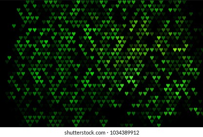 Dark Green vector hearts isolated on white background. Cool pattern in origami style with gradient for Valentine day. Graphic illustration for your business design.