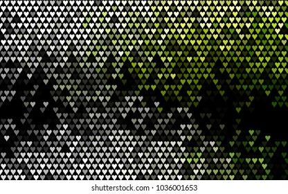 Dark Green vector hearts isolated on white background. Cool pattern in origami style with gradient for Valentine day. Graphic illustration for your business design.