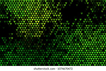 Dark Green vector hearts isolated on white background. Cool pattern in origami style with gradient for Valentine day. Graphic illustration for your business design.