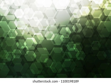 Dark Green vector hexagon mosaic template. Shining illustration, which consist of hexagons. A completely new template for your business design.