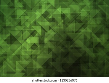 Dark Green vector hexagon mosaic triangle mosaic. Triangular geometric sample with gradient.  A new texture for your design.
