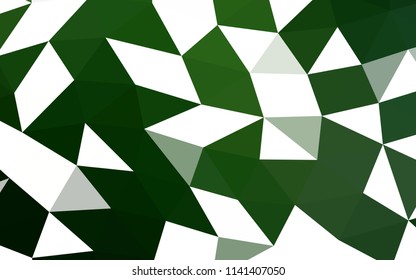 Dark Green vector hexagon mosaic triangle mosaic. Triangular geometric sample with gradient.  The template can be used as a background for cell phones.