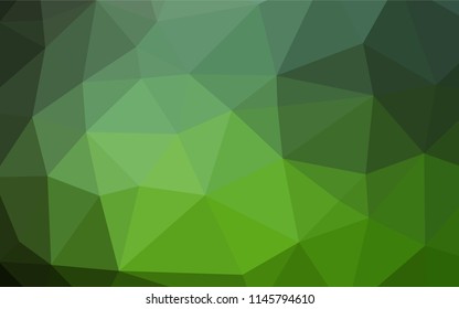 Dark Green vector hexagon mosaic texture. Triangular geometric sample with gradient.  A completely new design for your business.