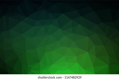 Dark Green vector hexagon mosaic template. Colorful abstract illustration with gradient. The best triangular design for your business.