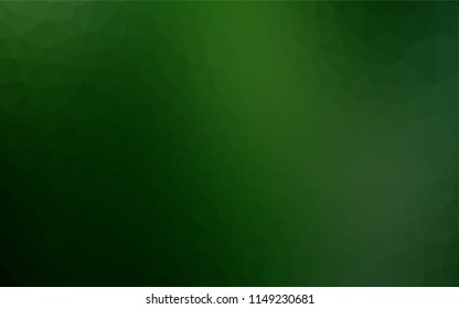 Dark Green vector hexagon mosaic texture. Geometric illustration in Origami style with gradient.  The polygonal design can be used for your web site.