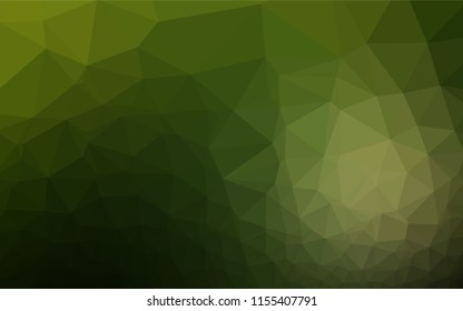 Dark Green vector hexagon mosaic template. Triangular geometric sample with gradient.  A new texture for your design.