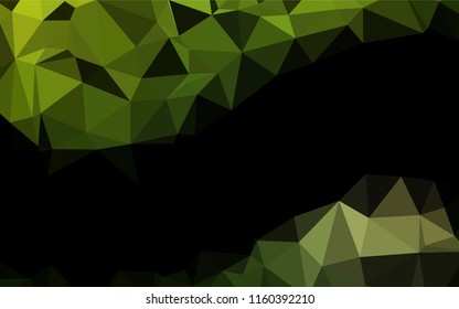 Dark Green vector hexagon mosaic template. Triangular geometric sample with gradient.  A new texture for your design.