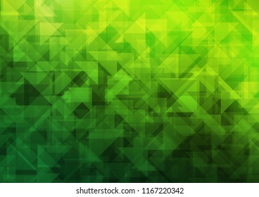 Dark Green vector hexagon mosaic triangle mosaic. Triangular geometric sample with gradient.  Triangular pattern for your business design.