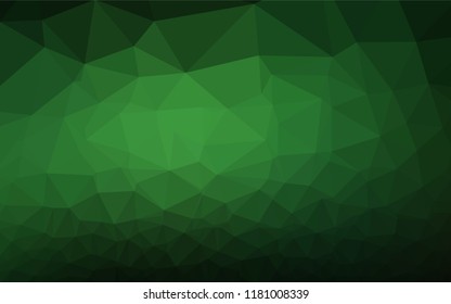 Dark Green vector hexagon mosaic cover. Creative illustration in halftone style with gradient. Triangular pattern for your business design.