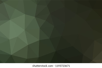 Dark Green vector hexagon mosaic cover. Triangular geometric sample with gradient.  The template can be used as a background for cell phones.