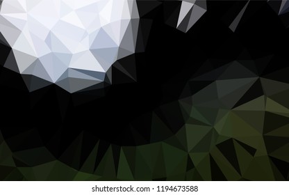 Dark Green vector hexagon mosaic template. Shining colored illustration in a Brand new style. Triangular pattern for your business design.