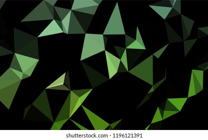 Dark Green vector hexagon mosaic texture. Glitter abstract illustration with an elegant design. Triangular pattern for your business design.