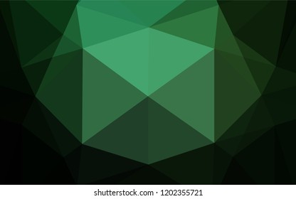 Dark Green vector hexagon mosaic cover. Triangular geometric sample with gradient.  A new texture for your design.
