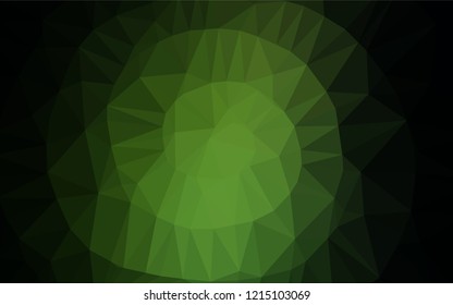 Dark Green vector hexagon mosaic template. Creative illustration in halftone style with gradient. Triangular pattern for your business design.