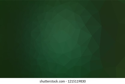 Dark Green vector hexagon mosaic template. Triangular geometric sample with gradient.  The completely new template can be used for your brand book.