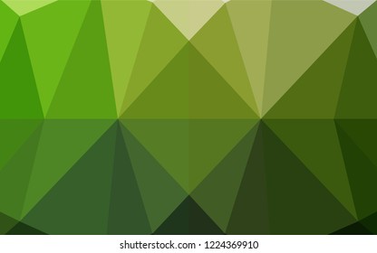 Dark Green vector hexagon mosaic template. Triangular geometric sample with gradient.  Brand new style for your business design.
