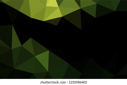Dark Green vector hexagon mosaic cover. Creative illustration in halftone style with gradient. Triangular pattern for your business design.