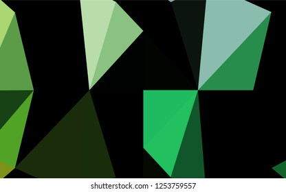 Dark Green vector hexagon mosaic texture. Glitter abstract illustration with an elegant design. Triangular pattern for your business design.