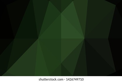 Dark Green vector hexagon mosaic cover. An elegant bright illustration with gradient. Triangular pattern for your business design.