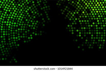 Dark Green vector illustration which consist of circles. Dotted gradient design for your business. Creative geometric background in halftone style with colored spots.