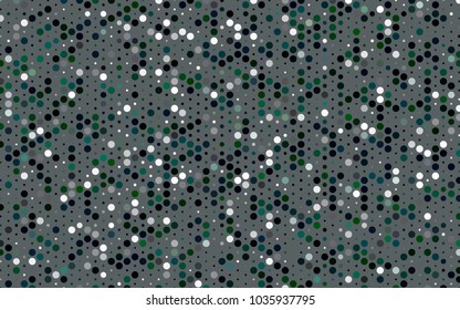 Dark Green vector illustration which consist of circles. Dotted gradient design for your business. Creative geometric background in halftone style with colored spots.