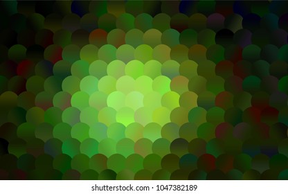 Dark Green vector illustration which consist of circles. Dotted gradient design for your business. Creative geometric background in halftone style with colored spots.