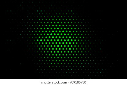 Dark Green vector illustration which consist of circles. Dotted gradient design for your business. Creative geometric background in halftone style with colored spots.