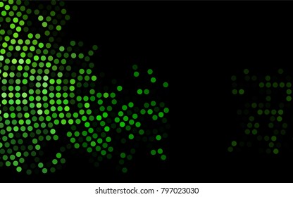 Dark Green vector illustration which consist of circles. Dotted gradient design for your business. Creative geometric background in halftone style with colored spots.