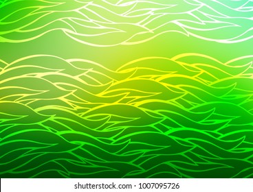 Dark Green vector indian curved background. Doodles on blurred abstract background with gradient. A completely new template for your business design.
