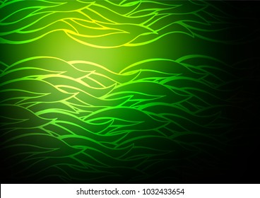 Dark Green vector indian curved background. Brand-new colored illustration in blurry style with doodles. Brand-new style for your business design.