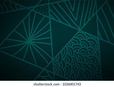 Dark Green vector indian curved pattern. A completely new color illustration in doodle style. The pattern can be used for coloring books and pages for kids.