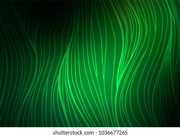 Dark Green vector indian curved background. Colorful abstract illustration with lines in Asian style. A completely new template for your business design.