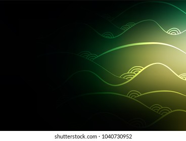 Dark Green vector indian curved background. An elegant bright illustration with lines in Natural style. A completely new design for your business.