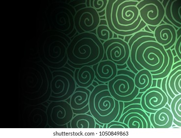 Dark Green vector indian curved template. Ethnic elegant natural pattern with gradient. The best blurred design for your business.