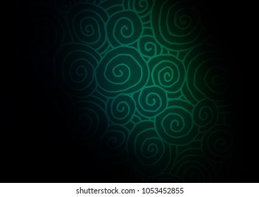Dark Green vector indian curved texture. Colorful abstract illustration with lines in Asian style. Brand-new design for your business.
