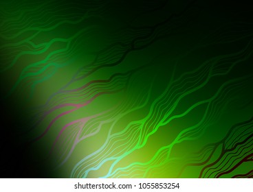 Dark Green vector indian curved texture. Decorative shining illustration with doodles on abstract template. The best blurred design for your business.