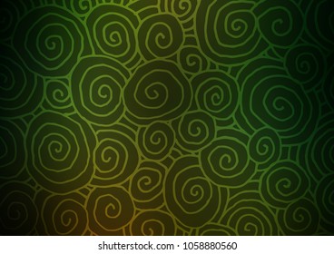 Dark Green vector indian curved pattern. Colorful abstract illustration with lines in Asian style. Brand-new style for your business design.
