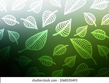 Dark Green vector indian curved pattern. A vague abstract illustration with doodles in Indian style. A new texture for your design.