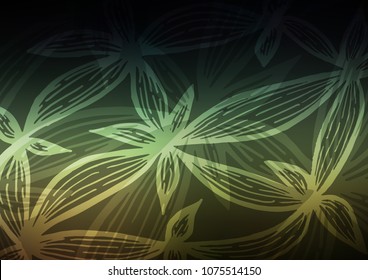 Dark Green vector indian curved pattern. Sketchy hand drawn doodles on blurred background. The doodle design can be used for your web site.