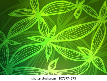 Dark Green vector indian curved pattern. Ethnic elegant natural pattern with gradient. The best blurred design for your business.