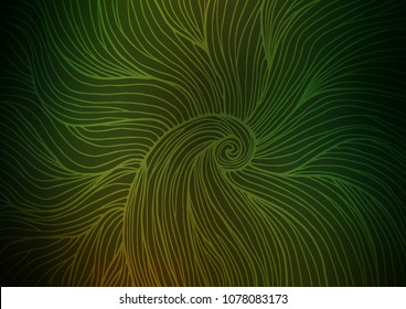 Dark Green vector indian curved texture. Colorful abstract illustration with lines in Asian style. The doodle design can be used for your web site.