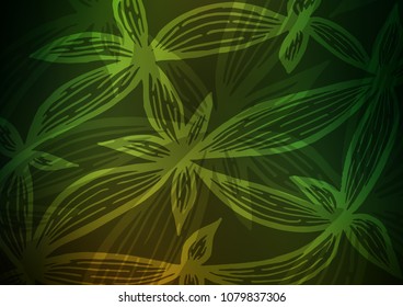 Dark Green vector indian curved background. Glitter abstract illustration with doodles and Zen tangles. A completely new template for your business design.