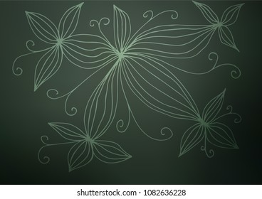 Dark Green vector indian curved background. Geometric doodle illustration in Origami style with gradient. Hand painted design for web, wrapping, wallpaper.