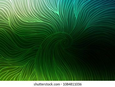 Dark Green vector indian curved template. Creative illustration in blurred style with doodles and Zen tangles. A completely new design for your business.